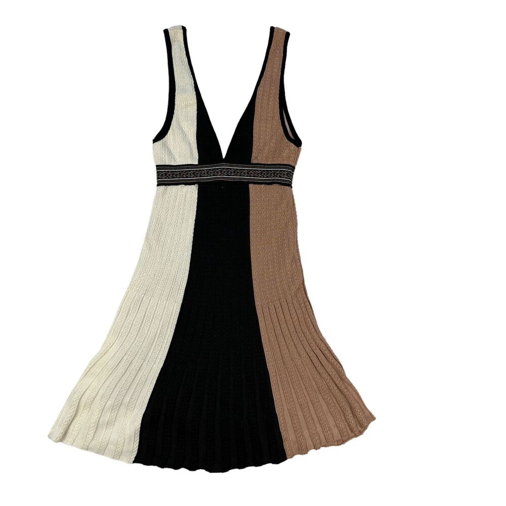 Sleeveless Tricot Dress In Rose Gold, Black, Cream w/Blush Lining, Knee Length M